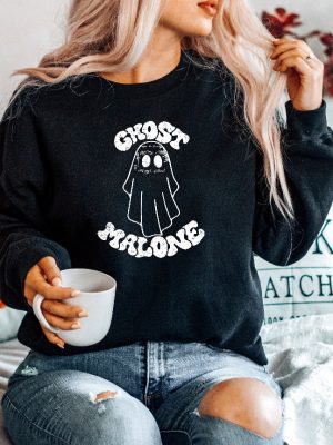 Halloween Sweatshirt Fall Sweatshirt Ghost Malone Sweatshirt Ghost Malone Shirt Halloween Party Funny Halloween Sweater Cute Ghost Faces revetee.com 3