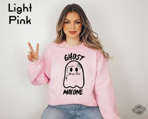 Ghost Malone Sweatshirt Halloween Sweatshirt Cute Ghost Sweat Funny Halloween Crewneck Spooky Sweatshirt Stay Spooky Halloween Party revetee.com 2