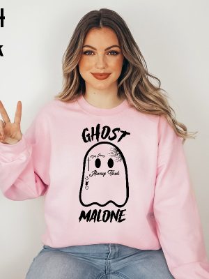 Ghost Malone Sweatshirt Halloween Sweatshirt Cute Ghost Sweat Funny Halloween Crewneck Spooky Sweatshirt Stay Spooky Halloween Party revetee.com 2