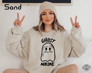 Ghost Malone Sweatshirt Halloween Sweatshirt Cute Ghost Sweat Funny Halloween Crewneck Spooky Sweatshirt Stay Spooky Halloween Party revetee.com 3