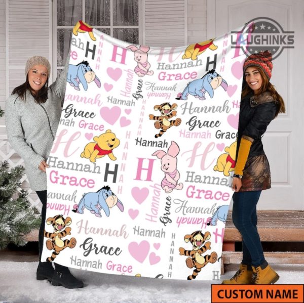 winnie the pooh halloween blanket for adults for kids personalized winnie the pooh blanket custom name winnie the pooh blood and honey baby throw blanket laughinks.com 1