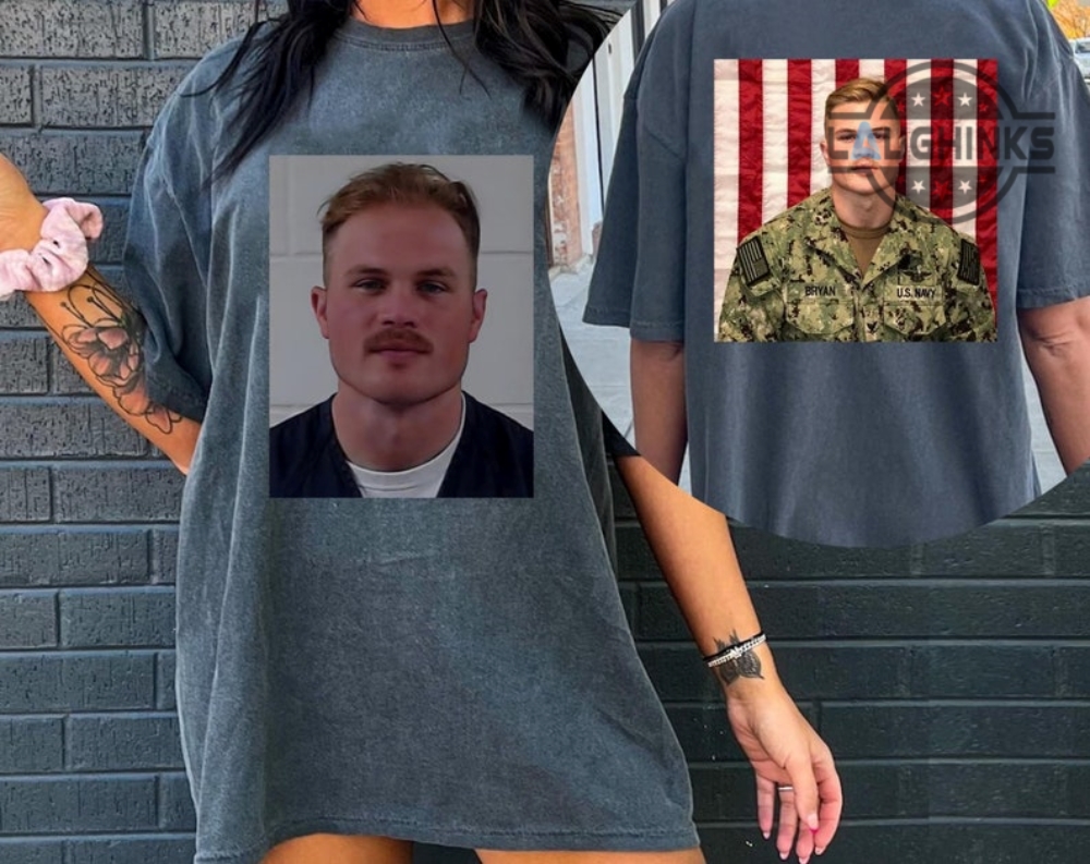 Zach Bryan Mugshot Sweatshirt Tshirt Hoodie Double Sided Zach Bryan Mug Shot Shirt Zach Bryan Merch Zach Bryan Mugshot Flag Zach Bryan Navy Uniform