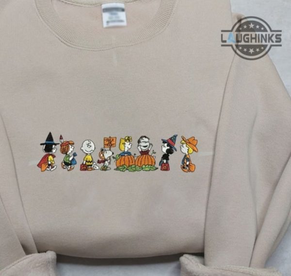 charlie brown halloween shirt tshirt sweatshirt hoodie embroidered friends and snoopy the peanuts halloween shirt embroidery snoopy shirt mens womens kids laughinks.com 1