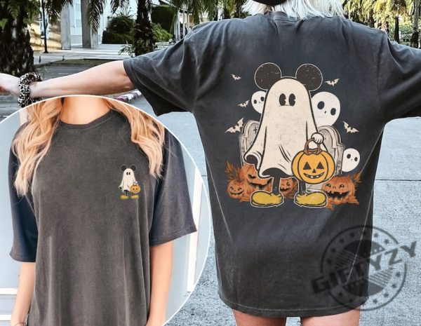 Disneyland Halloween Double Sided Shirt Mickey Ghost Halloween Tshirt Mickey And Friends Halloween Matching Hoodie Trending Sweater giftyzy.com 3