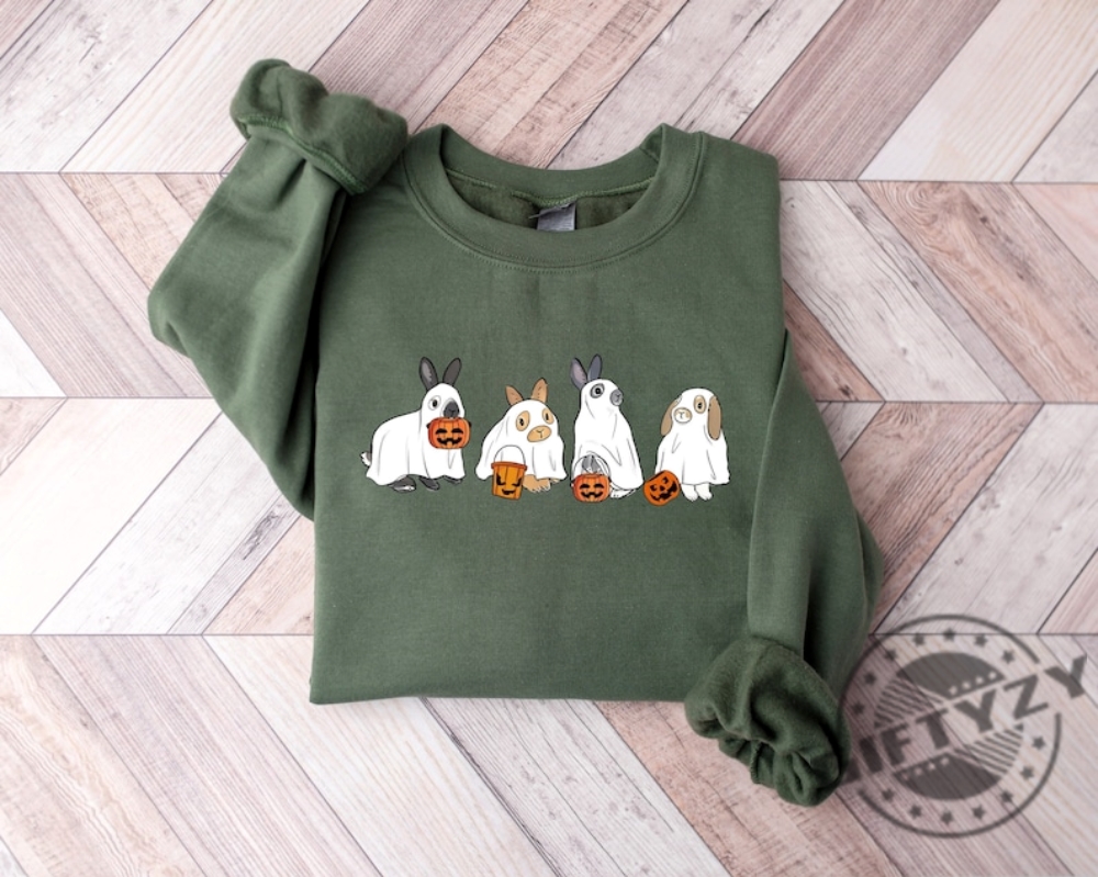 Cute Rabbit Ghost Halloween Shirt Ghost Bunny Tshirt Halloween Vibes Hoodie Spooky Season Spooky Rabbit Sweater Halloween Gift