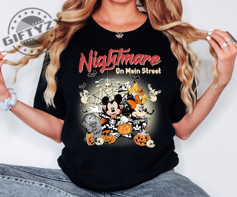 Mickey Minnie Halloween Shirt Nightmare On The Main Streat Swweater Vintage Disney Halloween Tshirt