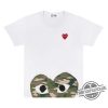 Cdg Shirt Camo Printed Half Heart Shirt Comme Des Garcons Play Red Heart Emblem Shirt trendingnowe.com 1