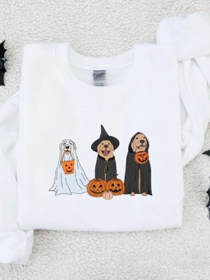 Ghost Dogs Sweatshirt Womens Halloween Shirts Womens Halloween Sweatshirts Dog Ghost Costume Mens Halloween Sweatshirt Halloween Crewneck Sweatshirt Unique revetee 5