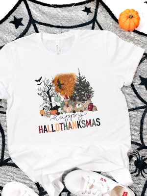 Happy Hallothanksmas Sweatshirt Halloween Gift For Women Womens Halloween Shirts Womens Halloween Sweatshirts Dog Ghost Costume Mens Halloween Sweatshirt Unique revetee 4