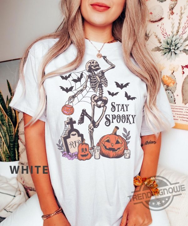 Halloween Shirt Stay Spooky T Shirt Witch T Shirt Gift For Halloween Iprintasty halloween Skeleton Fall Halloween Shirt trendingnowe.com 1