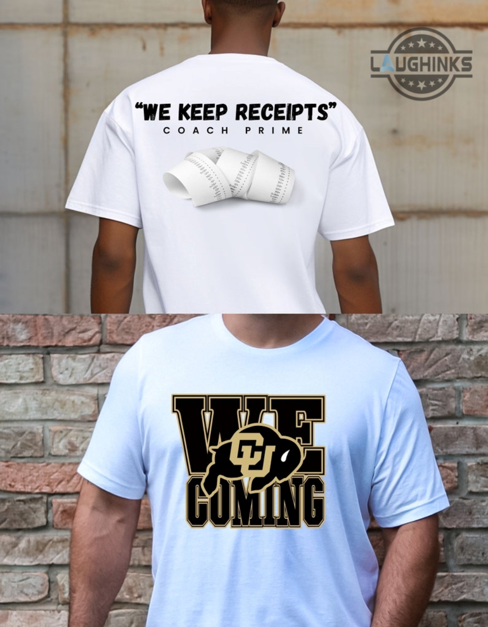 Coach Prime Shirt Sweatshirt Hoodie Double Sided Deion Sanders Tshirt  University Of Colorado Buffaloes Coach Prime Football T Shirt We Coming We  Keep Receipts - Laughinks