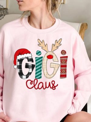 Custom Gigi Claus Sweatshirt Christmas Grandma Claus Sweatshirt Grandma Sweater Custom Nana And Grandkids Sweatshirt Gifts For Nana Gigi Unique revetee 2