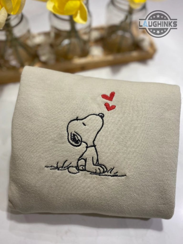 snoopy t shirts sweatshirts hoodies embroidered snoopy falling love with heart snoopy shirts the peanuts mens womens halloween snoopy peanuts lover gift shirt laughinks 1