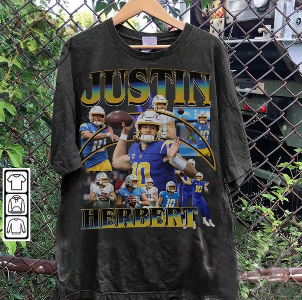 Justin Herbert 90S Vintage Shirt Justin Herbert American Football Vintage Graphic Tshirt Justin Herbert 90S Vintage Oversized Retro Shirt