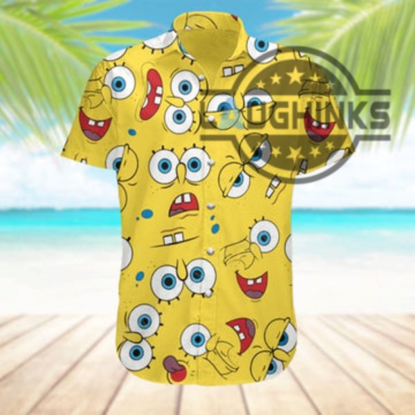 spongebob costume all over printed spongebob cosplay hawaiian shirt and shorts sponge bob squarepants costumes spongebob outfits mens laughinks 1