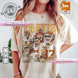 Travis Kelce Football Shirt Bootleg Kansas American Sport Vintage Sweatshirt 90S Y2k Graphic Tshirt Retro Unisex Gift For Fan Hoodie giftyzy.com 3