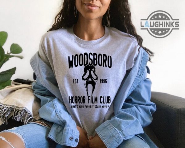 scream graphic tee sweatshirt hoodie mens womens kids est 1996 woodsboro horror film club shirt scary movie shirt spooky season tee ghost face tshirt ghostface shirts laughinks 2