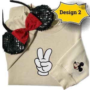 disney peace sign sweatshirt tshirt hoodie unisex mens womens embroidered mickey peace sign pullover sweatshirt mickey mouse peace symbols embroidery shirts laughinks 2