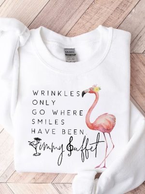 Wrinkles Only Go Where Smiles Have Been Sweatshirt Flamingo Jimmy Buffett Shirts Us Weekly Jimmy Buffett Jimmy Buffett Grief Quote Jimmy Buffett Merchandise Hoodie Unique revetee 4