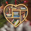 book lovers heart ornament wooden shaped bookshelf christmas ornament gifts for book lovers librarian bookworm christmas gift xmas tree decoration laughinks 1