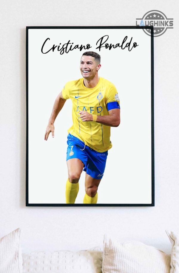 al nassr canvas printed poster with frame messi neymar mbappe ronaldo vinicius haaland wall art match al nassr fc soccer gift for fans champions home decoration laughinks 6