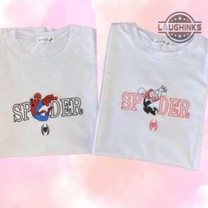 spider gwen hoodie sweatshirt tshirt with spiderman embroidered matching shirts couple spider man and women embroidery tshirt gwen stacy miles morales laughinks 2