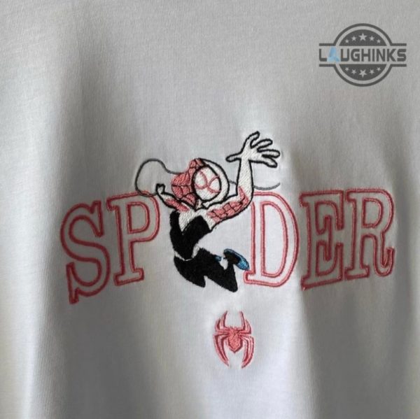 spider gwen hoodie sweatshirt tshirt with spiderman embroidered matching shirts couple spider man and women embroidery tshirt gwen stacy miles morales laughinks 3