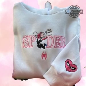spider gwen hoodie sweatshirt tshirt with spiderman embroidered matching shirts couple spider man and women embroidery tshirt gwen stacy miles morales laughinks 4