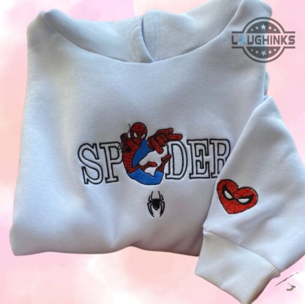 spider gwen hoodie sweatshirt tshirt with spiderman embroidered matching shirts couple spider man and women embroidery tshirt gwen stacy miles morales laughinks 6