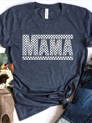 Checkered Mama Shirt Checkered Mama Tee Mama Shirt Mama Tee Hot Mess Mom Shirt I Heart Hot Moms Shirt Navy Mom Sweatshirt Unique revetee 5