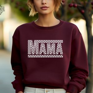 Checkered Mama Shirt Checkered Mama Tee Mama Shirt Mama Tee Hot Mess Mom Shirt I Heart Hot Moms Shirt Navy Mom Sweatshirt Unique revetee 7