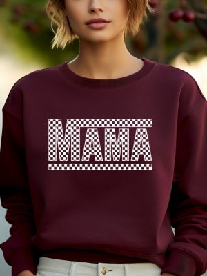 Checkered Mama Shirt Checkered Mama Tee Mama Shirt Mama Tee Hot Mess Mom Shirt I Heart Hot Moms Shirt Navy Mom Sweatshirt Unique revetee 7