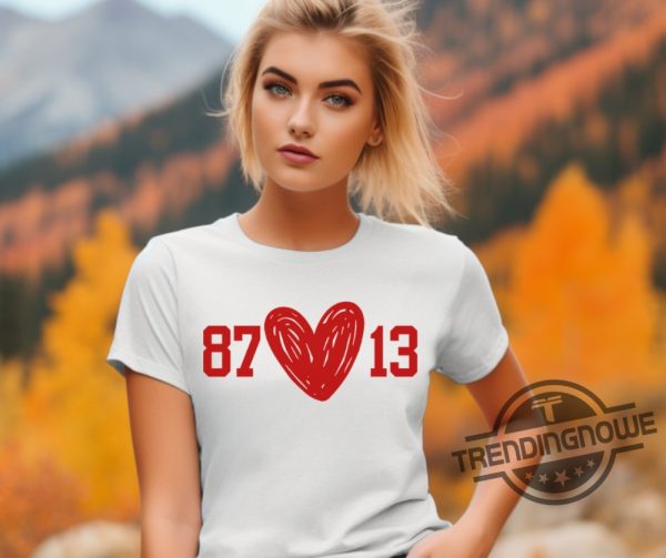Travis Kelce Shirt Taylor Swift And Travis Kelce Love Story 87 Heart 13 Shirt trendingnowe.com 1