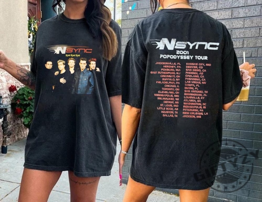 Nsync 2001 Tour 2 Sides Shirt Nsync Go On Tour Sweatshirt Pop Music Boyband Hoodie Graphic Tshirt For Fans Shirt