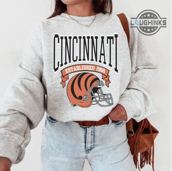 white bengals sweatshirt tshirt hoodie mens womens kids cincinnati bengals game shirts monday night football t shirt the bengals nfl shirt established 1968 laughinks 1