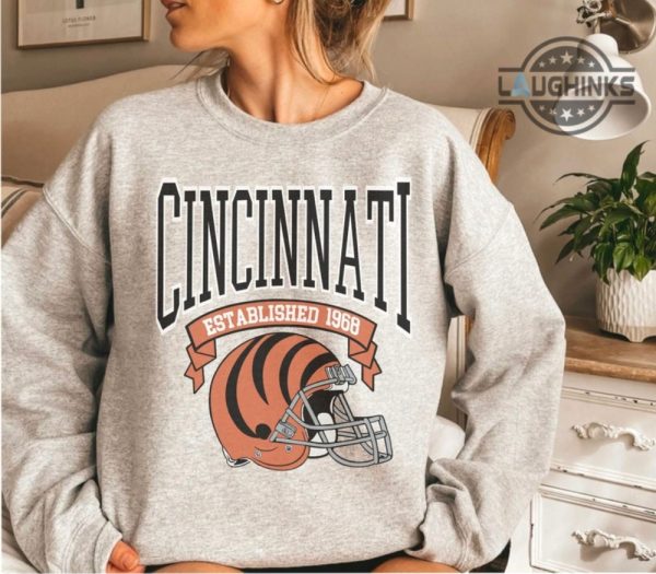 white bengals sweatshirt tshirt hoodie mens womens kids cincinnati bengals game shirts monday night football t shirt the bengals nfl shirt established 1968 laughinks 2