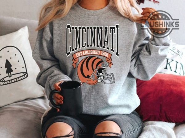 white bengals sweatshirt tshirt hoodie mens womens kids cincinnati bengals game shirts monday night football t shirt the bengals nfl shirt established 1968 laughinks 5