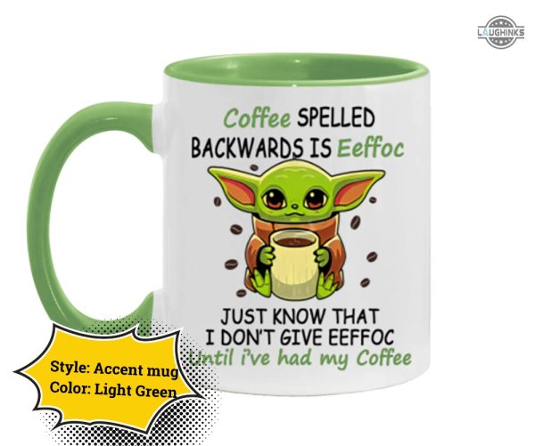 baby yoda coffee mug eeffoc coffee mug eeffoc is coffee spelled backwards coffee cup camping mug travel mug accent mug star wars funny gift for coffee lovers laughinks 6