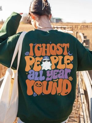 Retro Ghost People Year Round Sweatshirt Cool Ghost Halloween Shirt Spooky Sweatshirt Spirit Halloween Near Me Spooky Szn Sweatshirt Vintage Halloween Crewneck Unique revetee 3