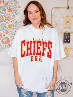 Vintage In My Kc Chief Era Sweatshirt Vintage Travis Kelce Tshirt America Football Hoodie Football Fan Gifts giftyzy 2