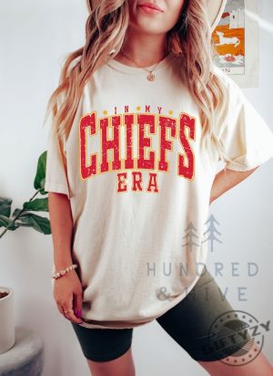 Vintage In My Kc Chief Era Sweatshirt Vintage Travis Kelce Tshirt America Football Hoodie Football Fan Gifts giftyzy 3