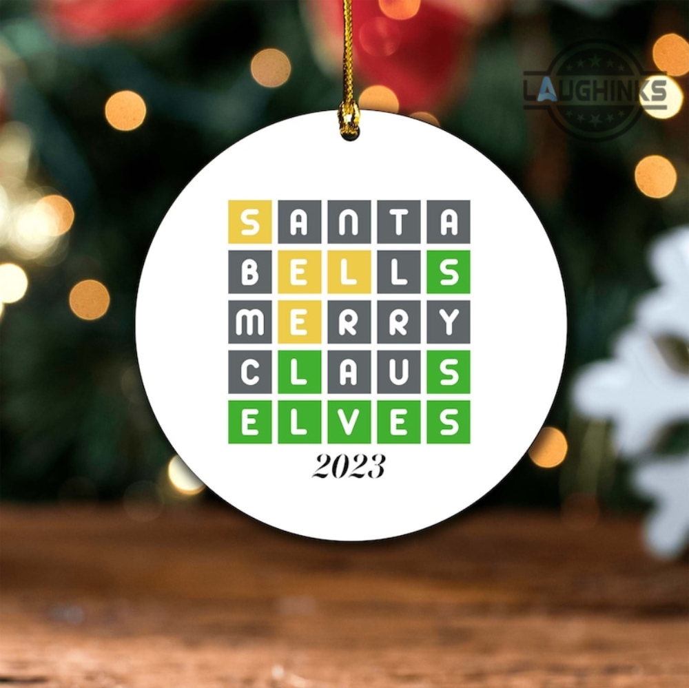 Wordle Christmas Ornament Ceramic Double Sided Wordle Lover Ornaments Funny Christmas Gift 2023 Xmas Tree Decoration Santa Bells Merry Claus Elves