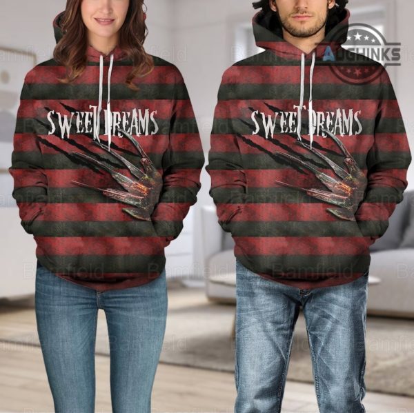 freddy krueger costume all over printed freddy kruger shirt sweatshirt hoodie freddy krueger hands halloween cosplay sweet dreams scary horror movie shirts laughinks 3