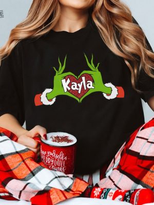 Grinch Heart Hand Sweater Personalized Grinch Christmas Sweatshirt Custom Family Christmas Shirt Whoville University Grinchmas Tee Grinch Hand Svg Unique revetee 2