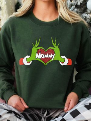 Grinch Heart Hand Sweater Personalized Grinch Christmas Sweatshirt Custom Family Christmas Shirt Whoville University Grinchmas Tee Grinch Hand Svg Unique revetee 4