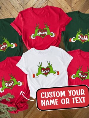 Grinch Heart Hand Sweater Personalized Grinch Christmas Sweatshirt Custom Family Christmas Shirt Whoville University Grinchmas Tee Grinch Hand Svg Unique revetee 5