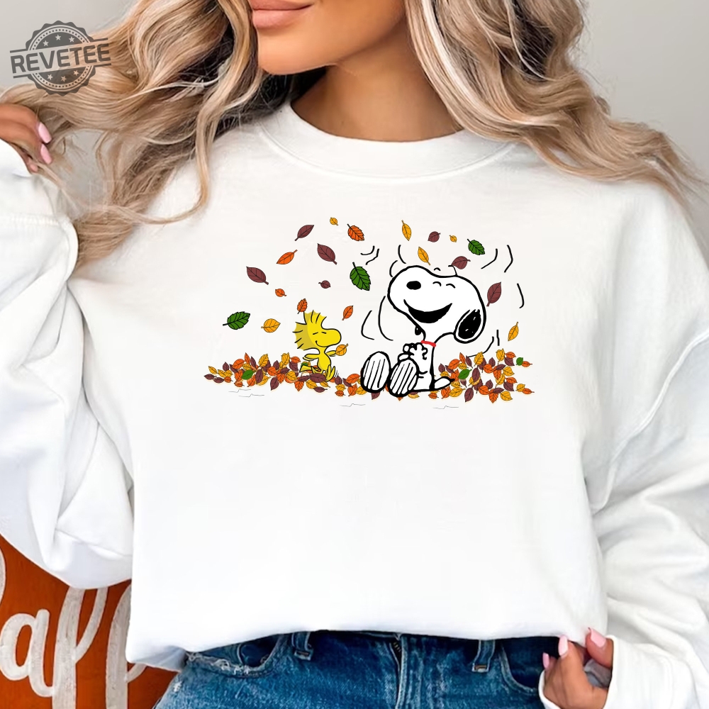 Fall Snoopy Sweatshirt Snoopy With Woodstock Autumn Leaves Pumpkin Sweatshirt Snoopy Grippy Plush Snoopy First Day Of Fall Snoopy Dancing Images Happy Fall Snoopy