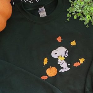 snoopy sweatshirt embroidered snoopy fall crewneck tshirt