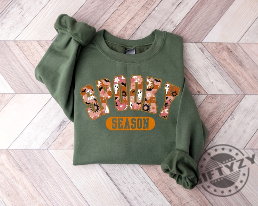 Retro Spooky Season Shirt Spooky Season Tshirt Groovy Halloween Hoodie Spooky Season Distressed Sweatshirt Spooky Shirt