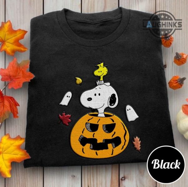 snoopy sweater tshirt hoodie embroidered snoopy halloween sweatshirt mens womens embroidery snoopy fall sweatshirt happy autumn snoopy on pumpkin shirts laughinks 1